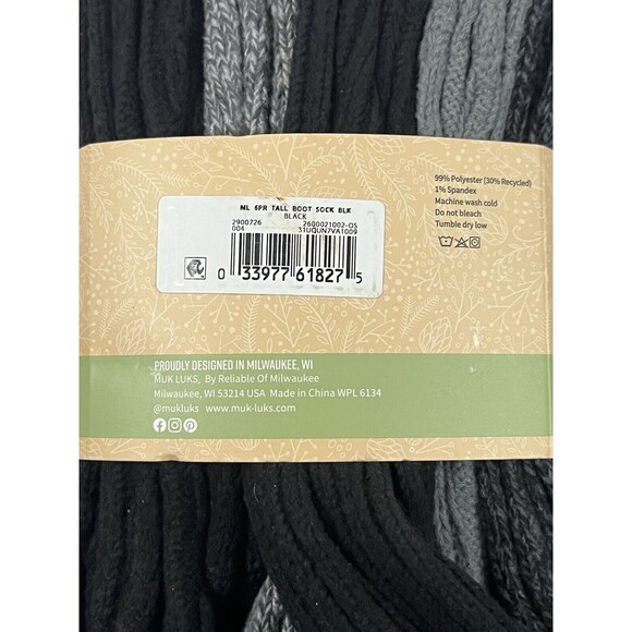 Muk Luks Tall Boot Socks Mid Calf Height Super Soft 6 ct Women's 6-11 Men's 6-10 - Picture 4 of 7